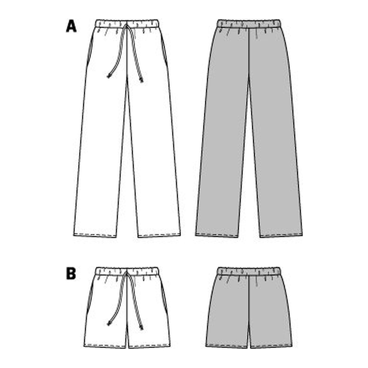 burda style Schnittmuster 6735: Bequeme Hose mit Kordelzug, Technische Zeichnung