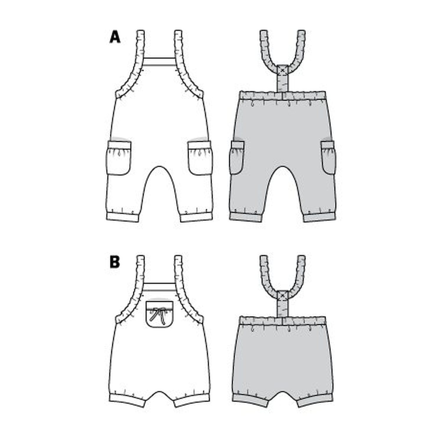 burda style Schnittmuster 9337: Babylatzhose mit Gummizug, Technische Zeichnung