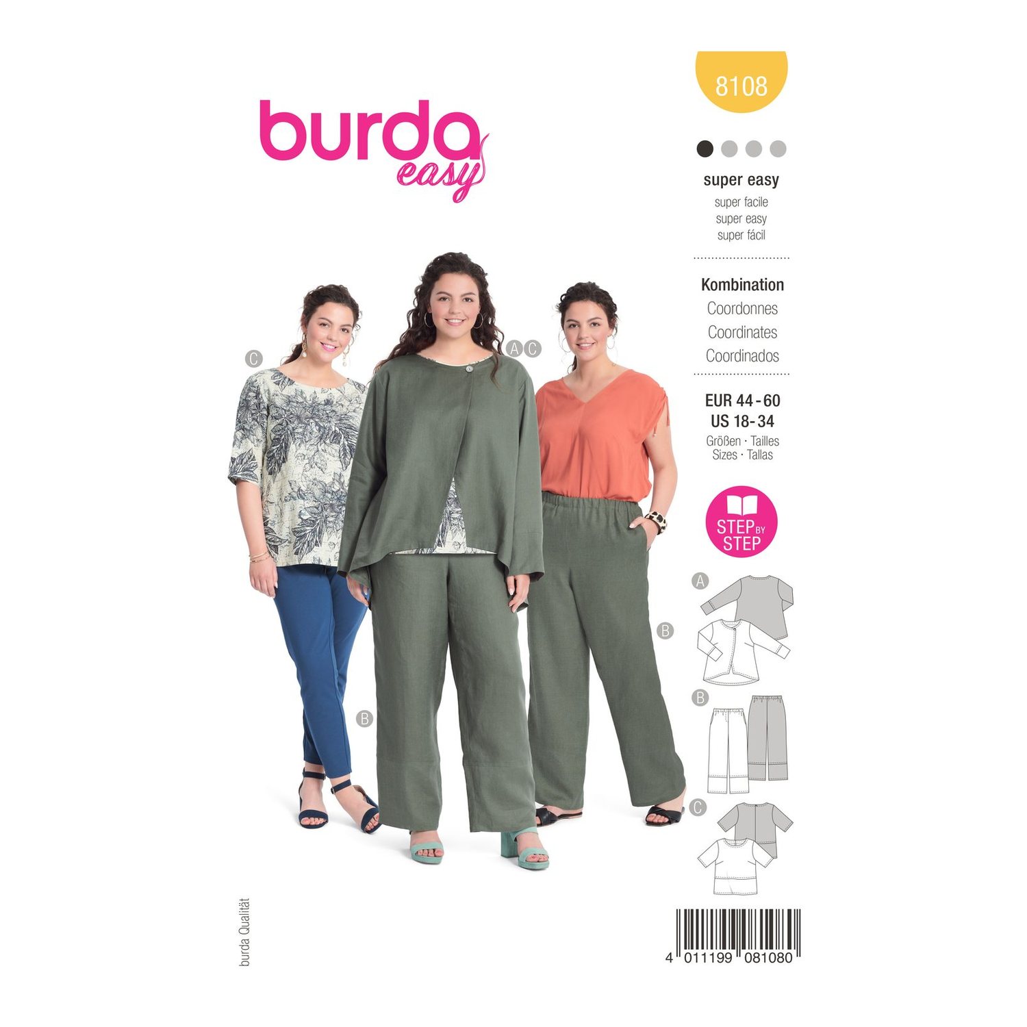 burda style Schnittmuster 8108: Jacke, Shirt und Hose, Modellfoto 1