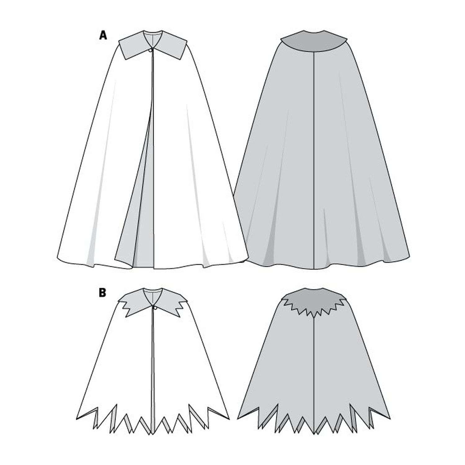 burda style Schnittmuster 2435: Capes für Dracula und Teufelin, Technische Zeichnung