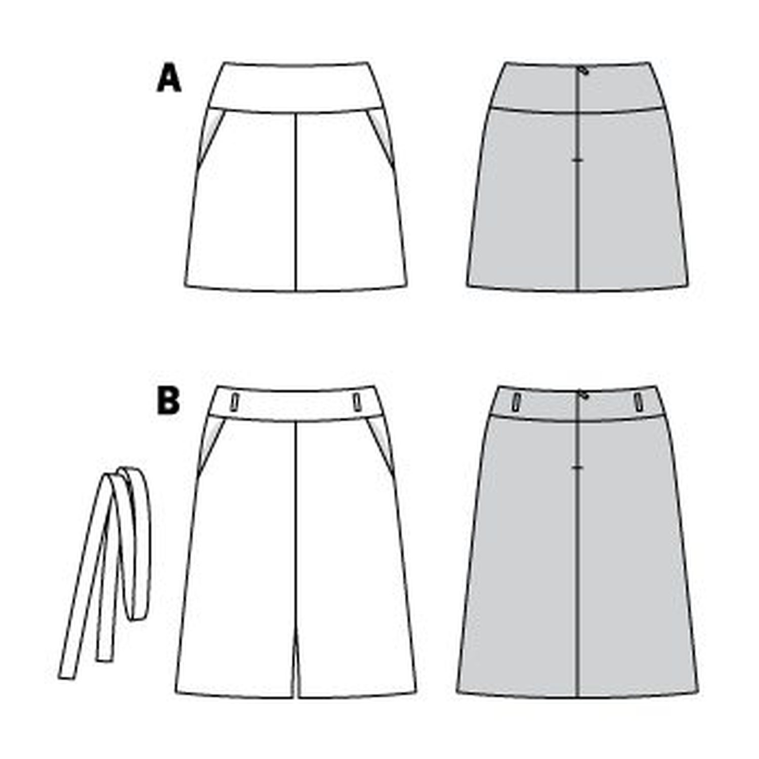 burda style Schnittmuster 6235: Rock in A-Linie, Technische Zeichnung