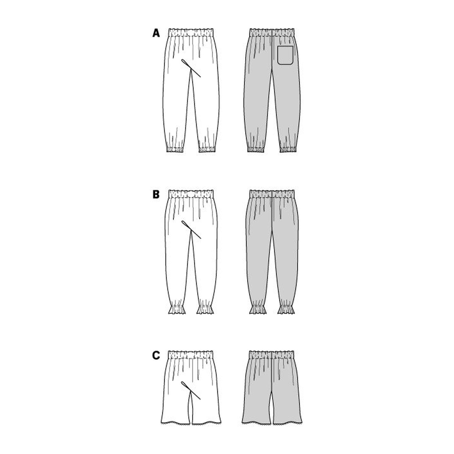 burda style Schnittmuster 9211: Kinderhose und Shorts, Technische Zeichnung