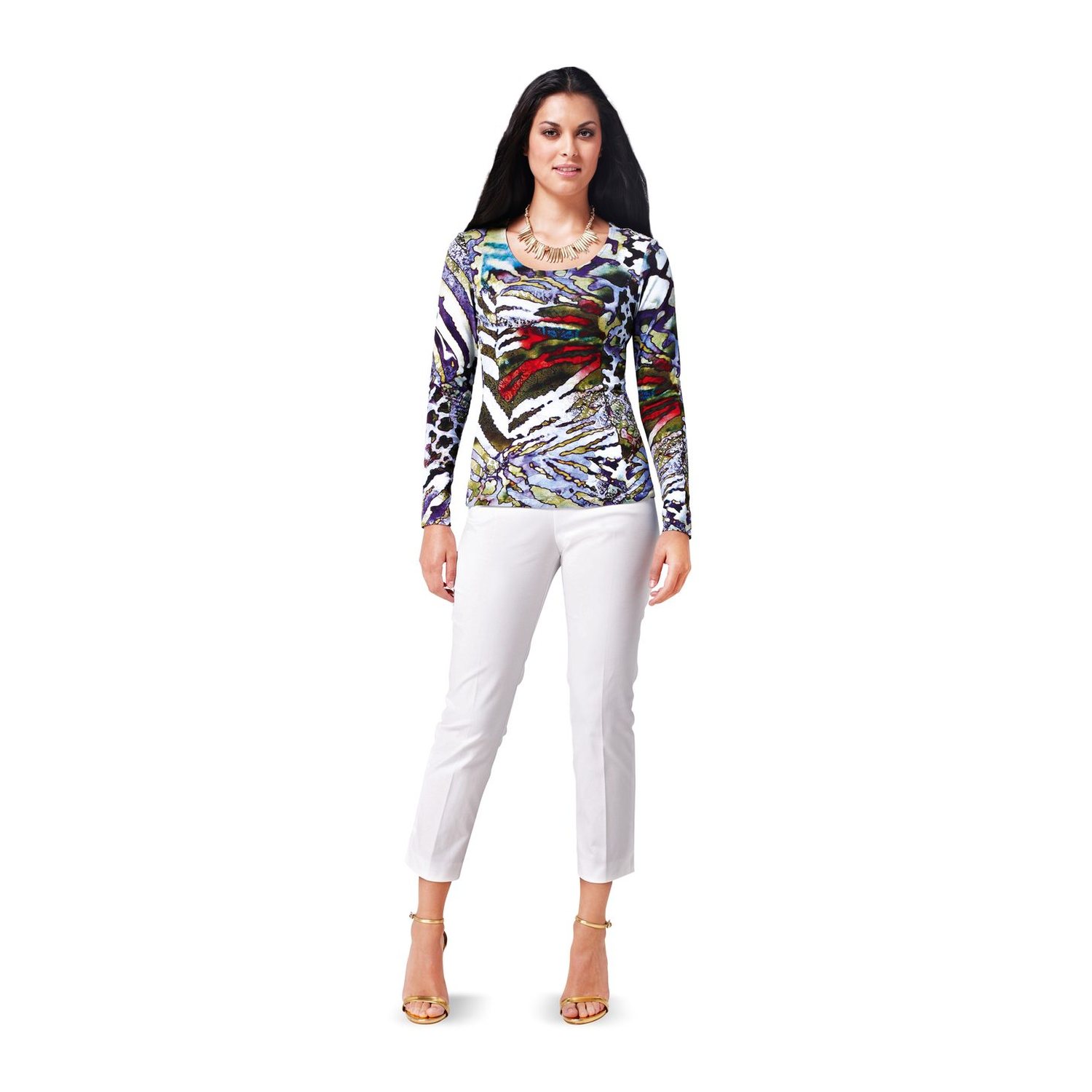 burda style Schnittmuster 6820: Tailliertes Jerseyshirt, Modellfoto 3