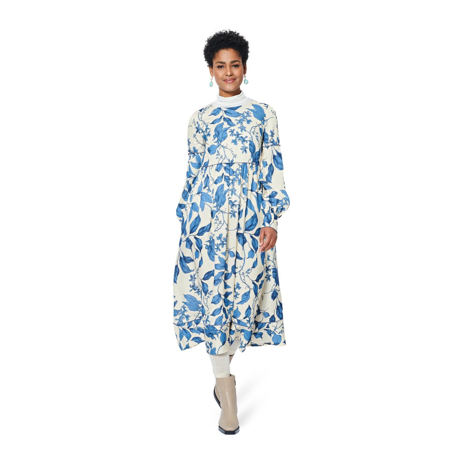 burda style Schnittmuster 5948: Kleid mit hoher Taille, Modellfoto 2