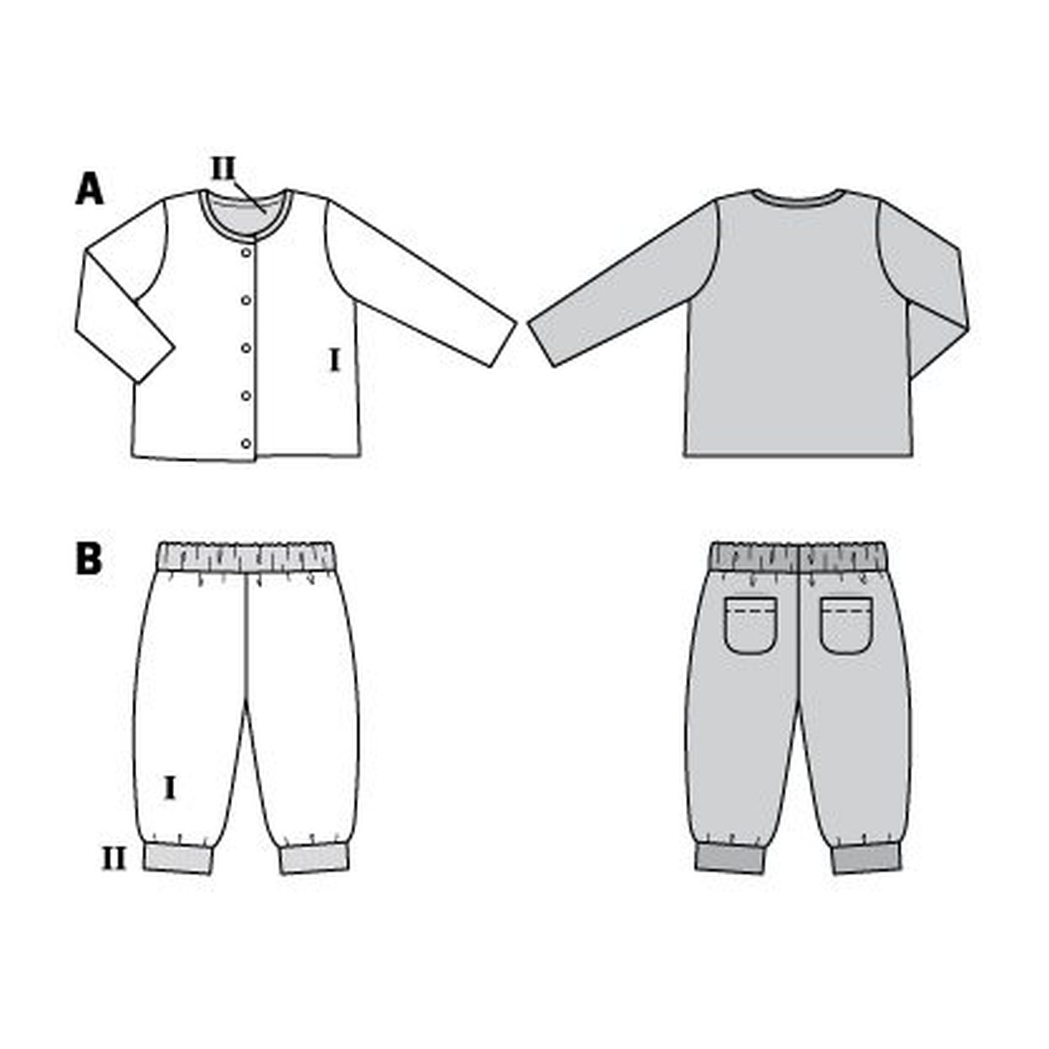 burda style Schnittmuster 9293: Wendejacke und Wendehose, Technische Zeichnung