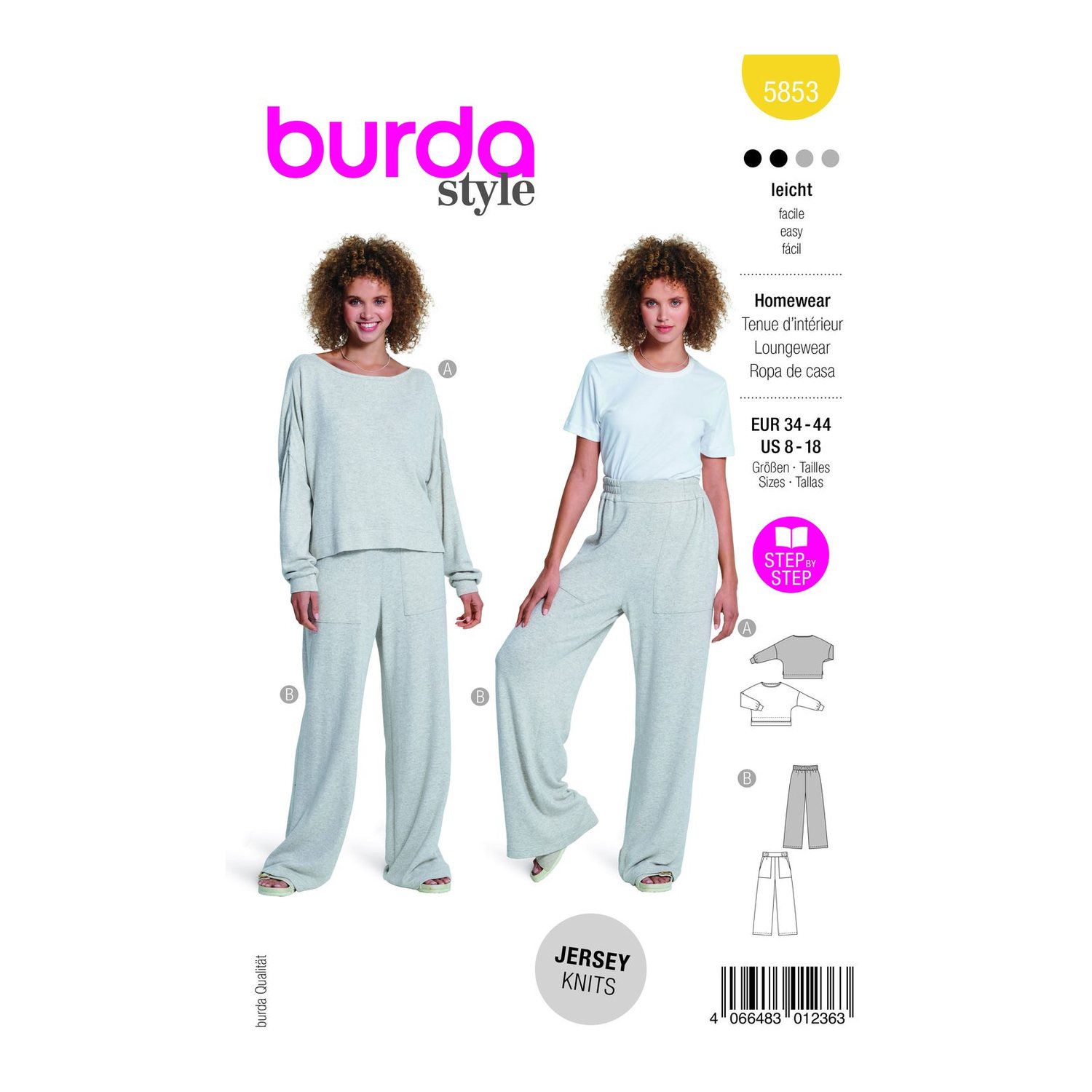 burda style Schnittmuster 5853: Oversized Shirt und Joggpants, Modellfoto 1