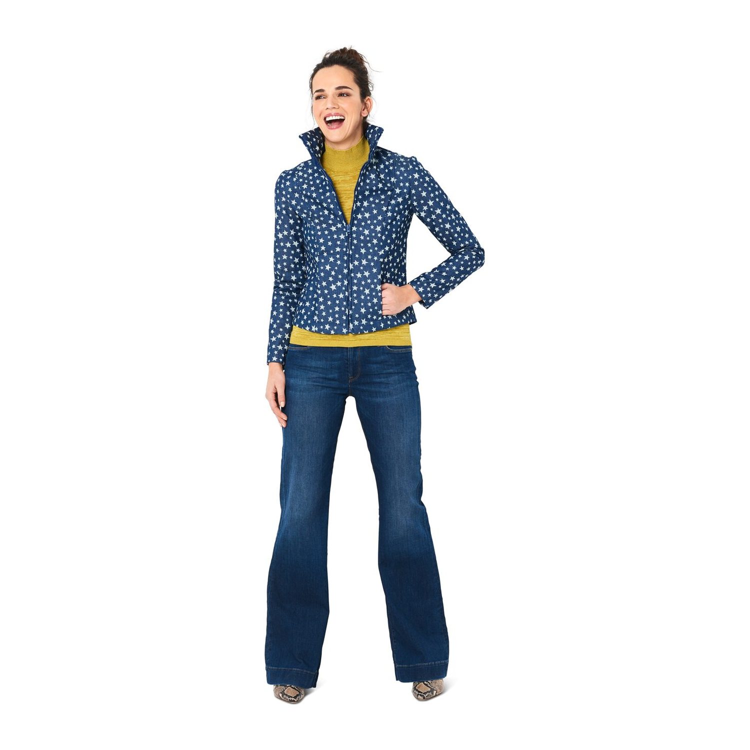 burda style Schnittmuster 6114: Weste und Jacke mit Reißverschluss, Modellfoto 2