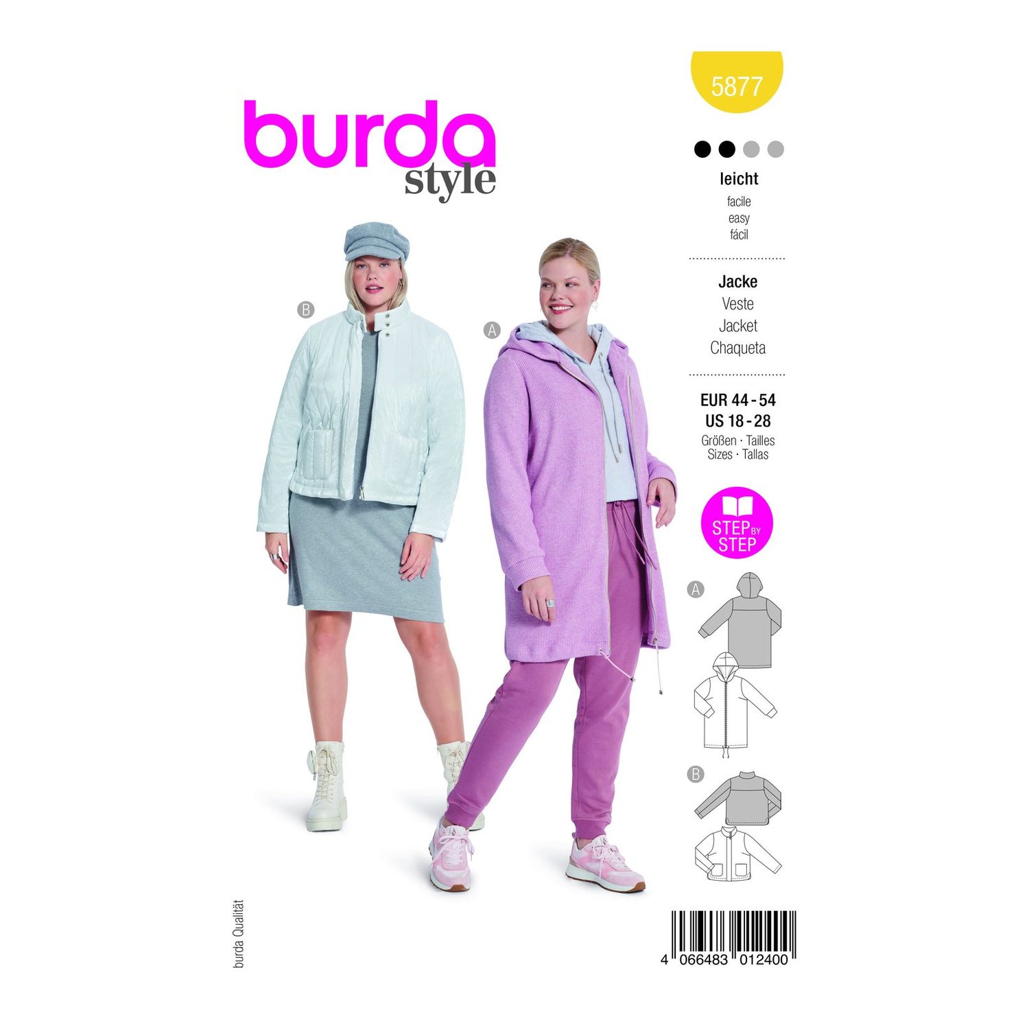 burda style Schnittmuster 5877: Kapuzenparka und Blouson, Modellfoto