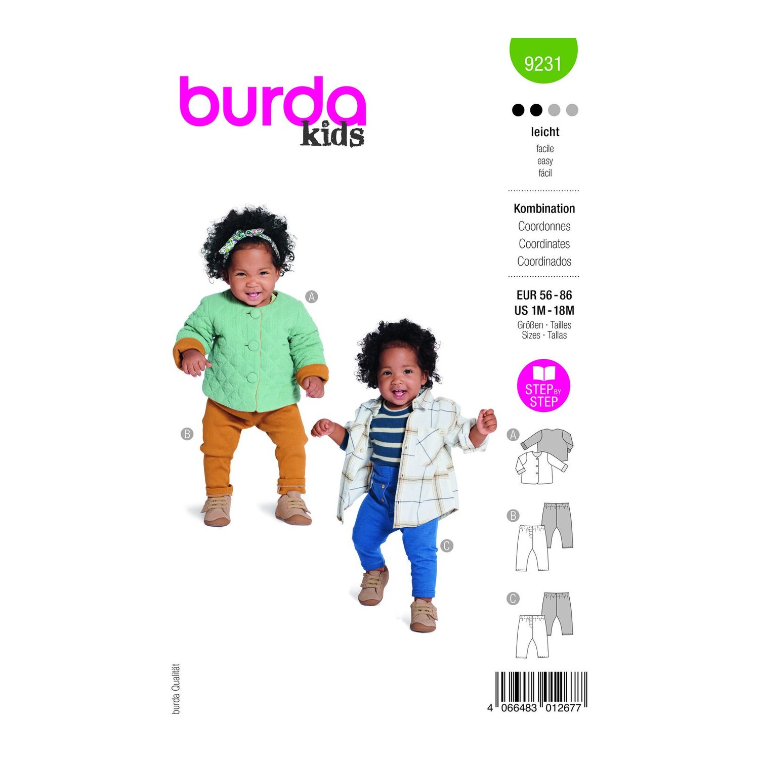 burda style Schnittmuster 9231: Babyjacke und Schlupfhosen, Modellfoto 1