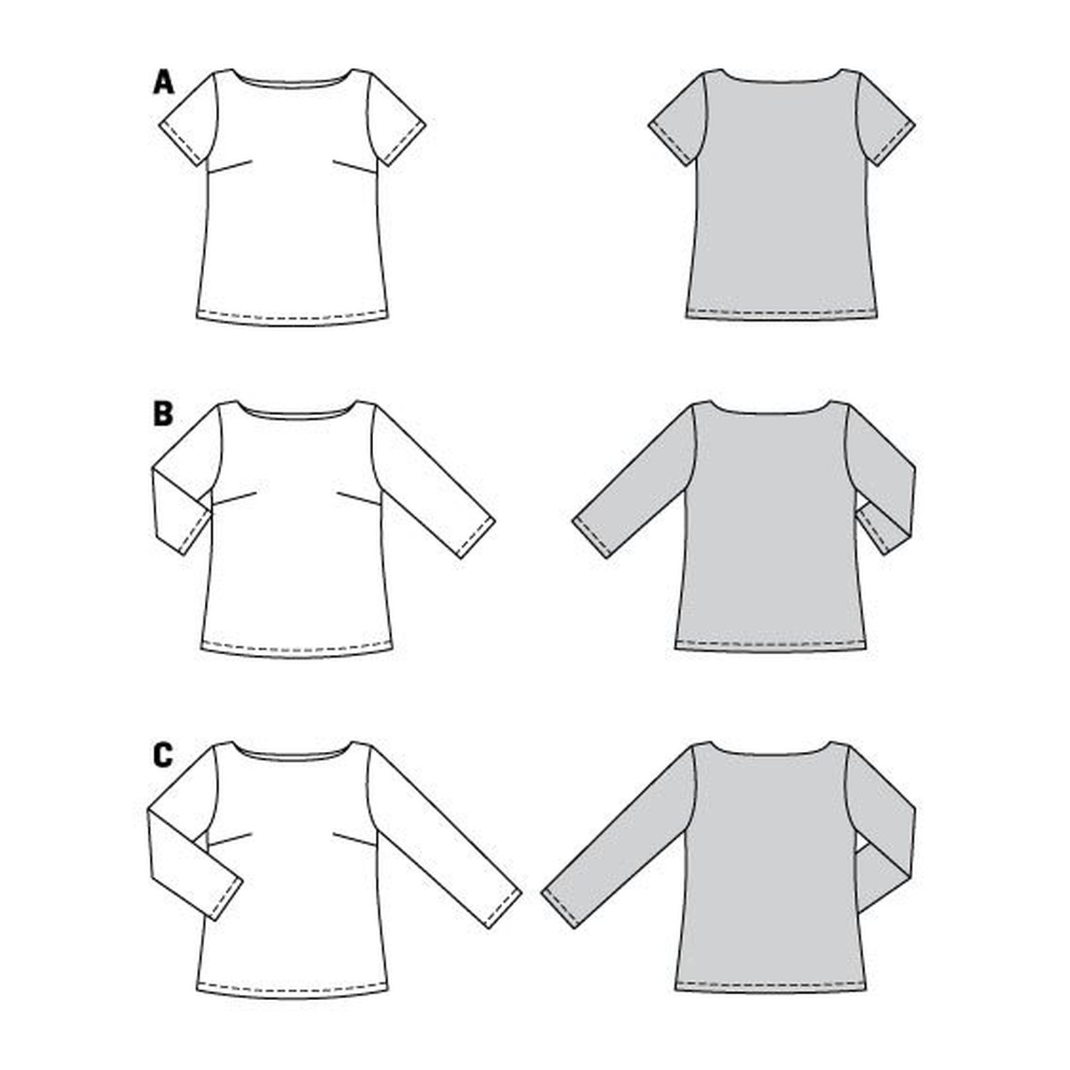 burda style Schnittmuster 5961: Schlichte Bluse mit Abnähern, Technische Zeichnung