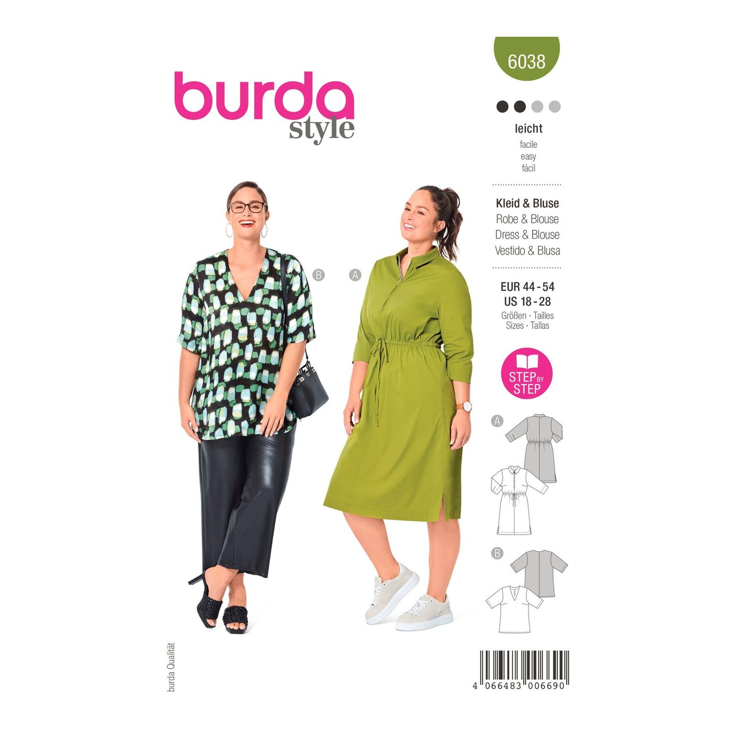 burda style Schnittmuster 6038: Hemdblusenkleid und Bluse, Modellfoto 1
