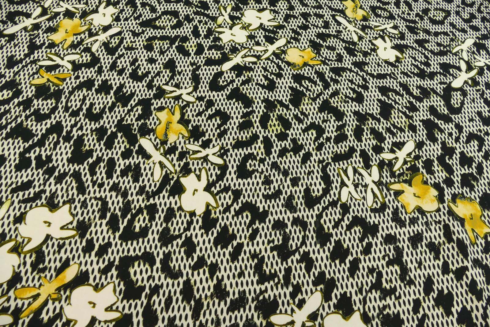 Viskose Twill Blumen abstrakt, Viskosestoff als Meterware, 146 cm breit