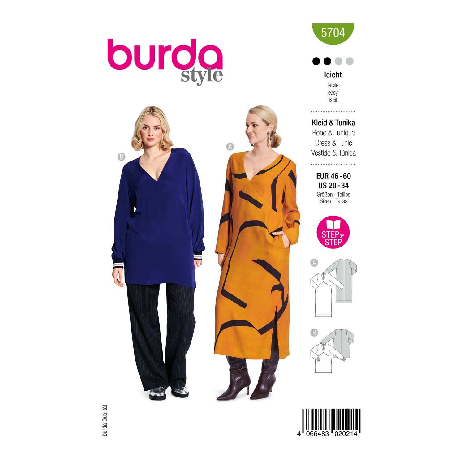 burda style Schnittmuster 5704: Maxikleid und Tunika, Modellfoto 1