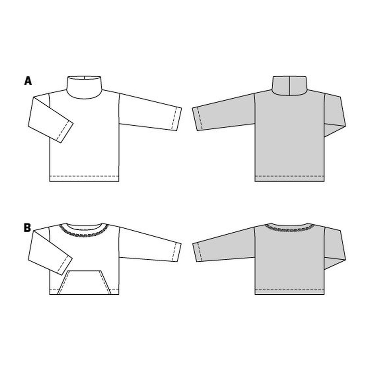 burda style Schnittmuster 5710: Pullover aus Bouclé, Technische Zeichnung