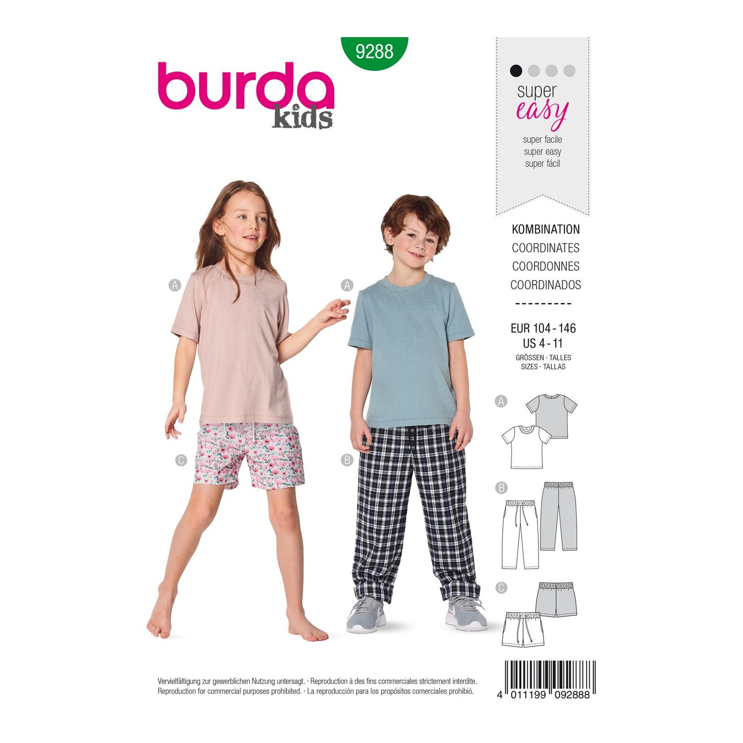 burda style Schnittmuster 9288: Shirt, Hose und Shorts, Vorderseite der Schnittmustertüte