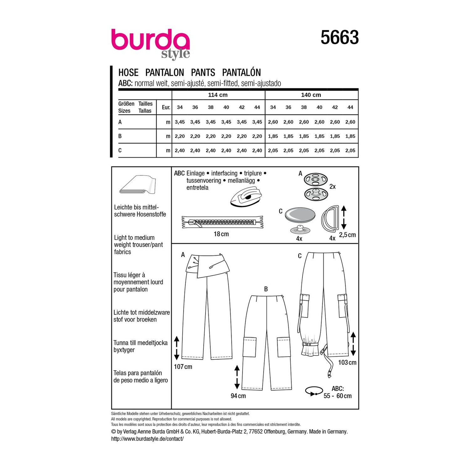 burda style Schnittmuster 5663: Cargohose und weite Hosen, Modellfoto 1