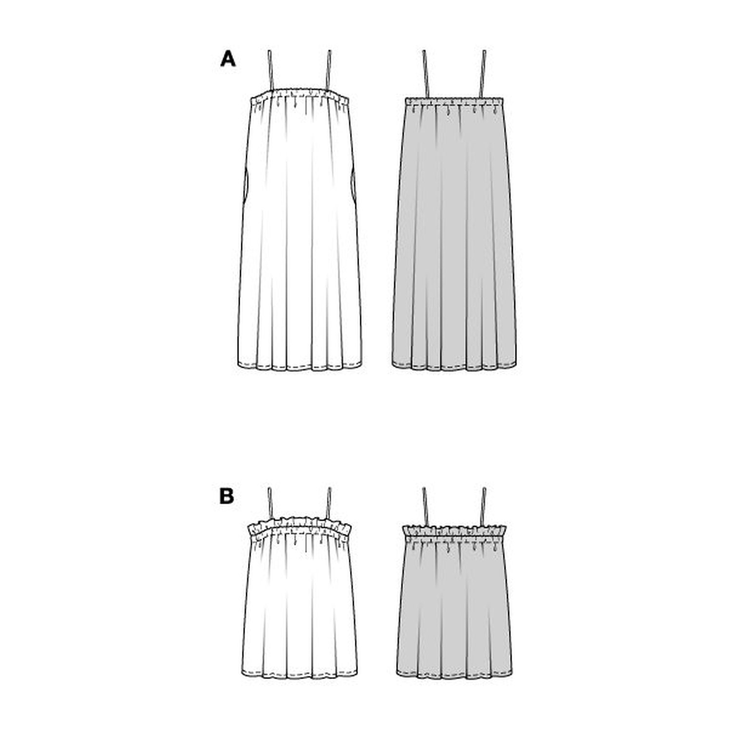burda style Schnittmuster 5721: Trägerkleid und Top, Technische Zeichnung