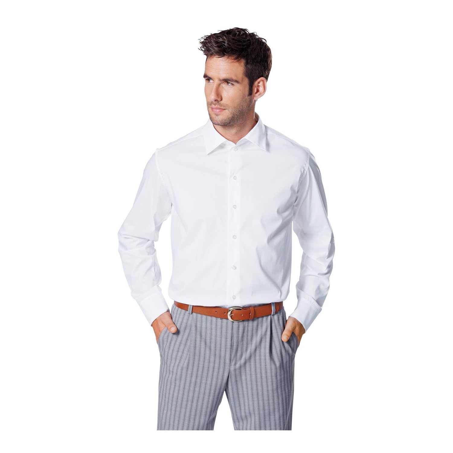 burda style Schnittmuster 7045: Herrenhemd mit drei Kragen, Modellfoto 1