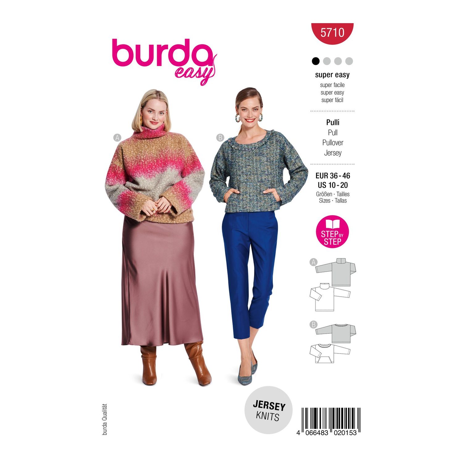 burda style Schnittmuster 5710: Pullover aus Bouclé, Modellfoto 1