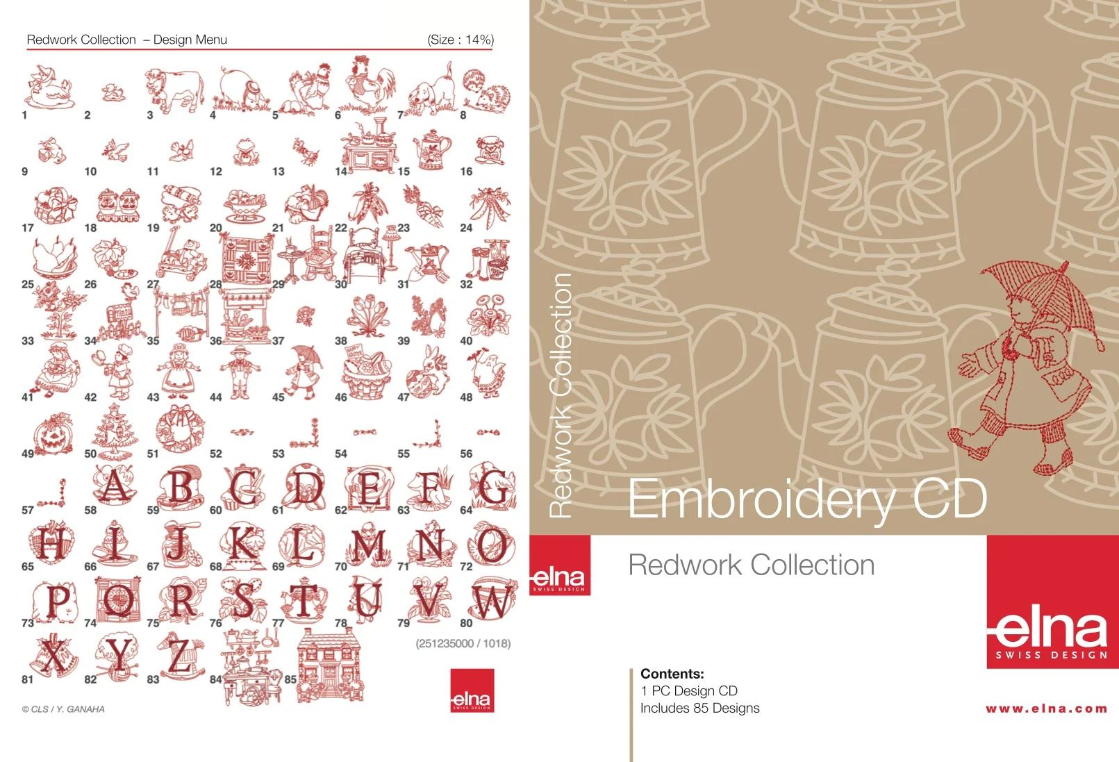 Elna Stickdesign-Kollektion «redwork collection»